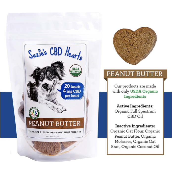 Suzie's CBD Hearts Dog Treat Bag / Peanut Butter